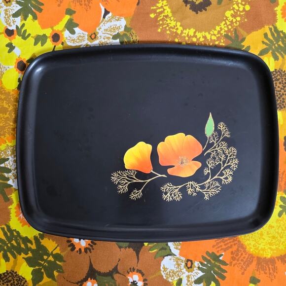 Couroc Other - Vintage Couroc California Poppy Tray 12.5x9.5 Mid Century Modern MCM Barware